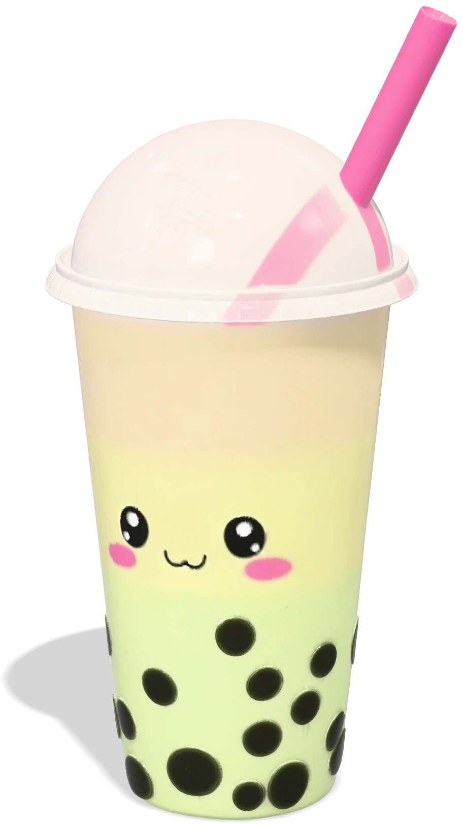 Kawaii bubble tea cup with a pink straw